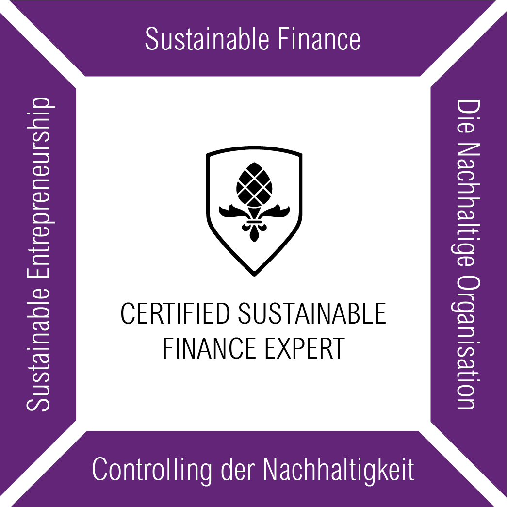 Certified Sustainable Finance Expert Modulgrafik schwarz Certified Sustainable Finance Expert Stuttgart Berlin München Köln