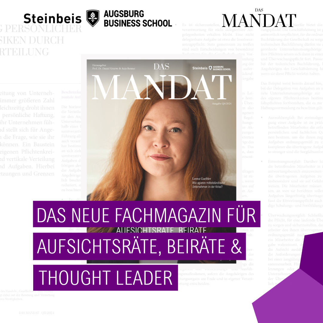 DAS MANDAT Magazin Das Mandat: Cover Das neue Fachmagazin für Aufsichtsrat Beirat und Thought Leader
